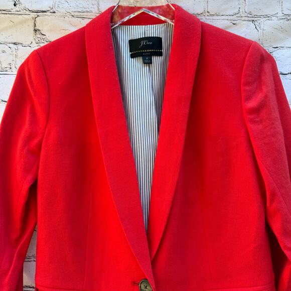 J. Crew Blazer Parke Red 98% Wool Flannel Size 2 Classic Work Academia Office - Picture 3 of 8